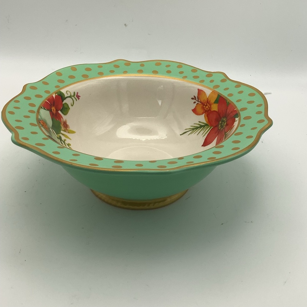 The Pioneer Woman Holiday Charm Floral Scalloped Edge Footed Bowl